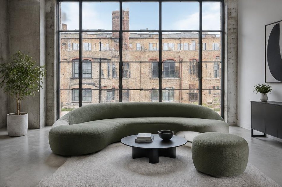 Pared-back refurbished interior with broad glazing in King's Cross