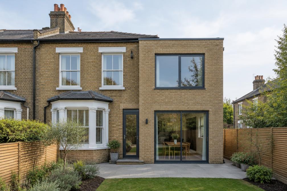 End-of-terrace house with a two-storey side extension in Leyton