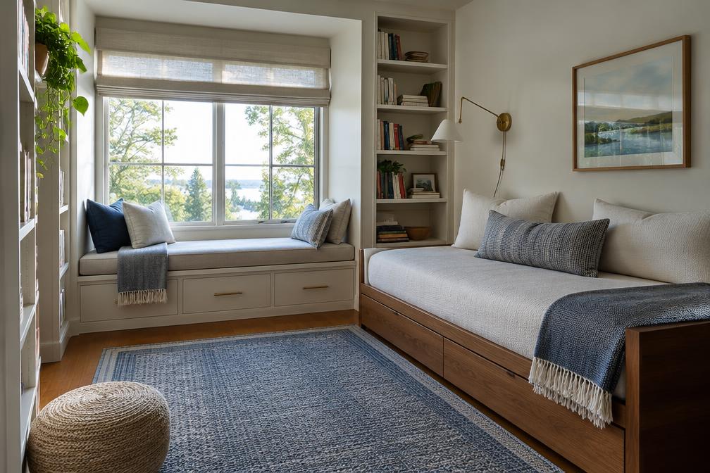 Reading nook with a window seat and daybed in Lloyd Park