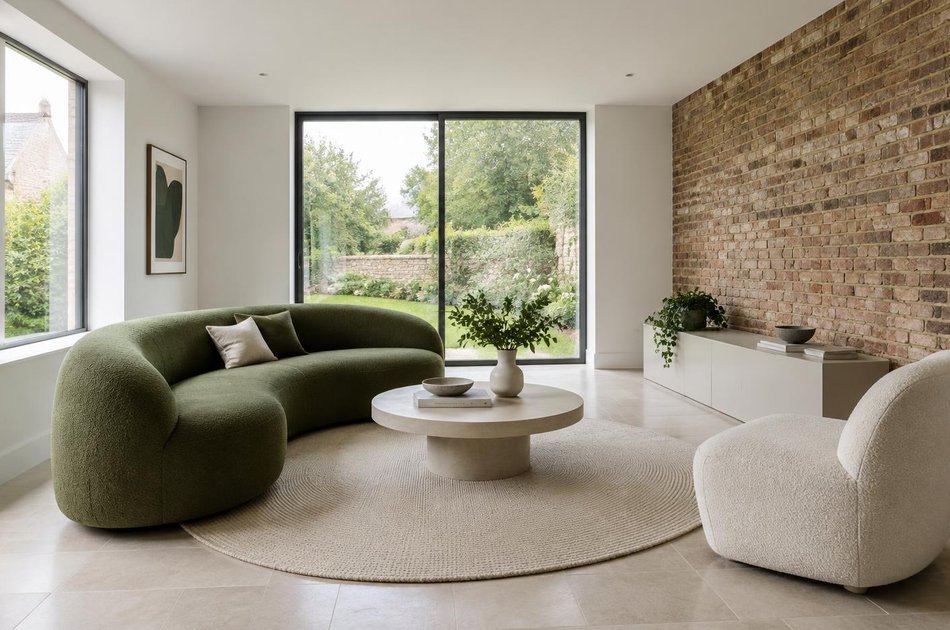 Refurbished modern interior with a retained period feature in Mill Hill
