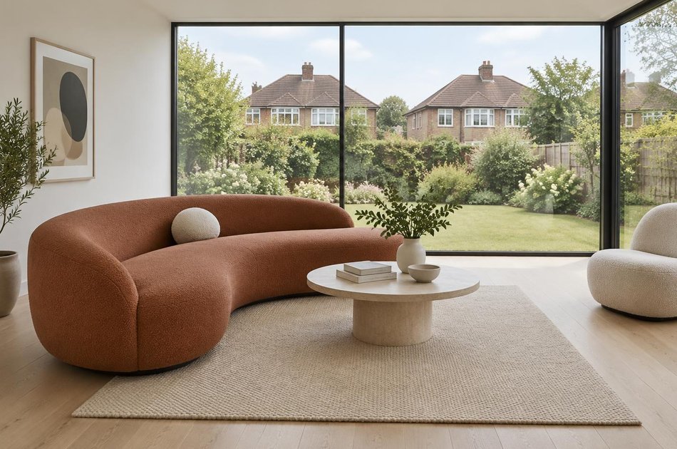 Contemporary living space opening onto a garden in Orpington