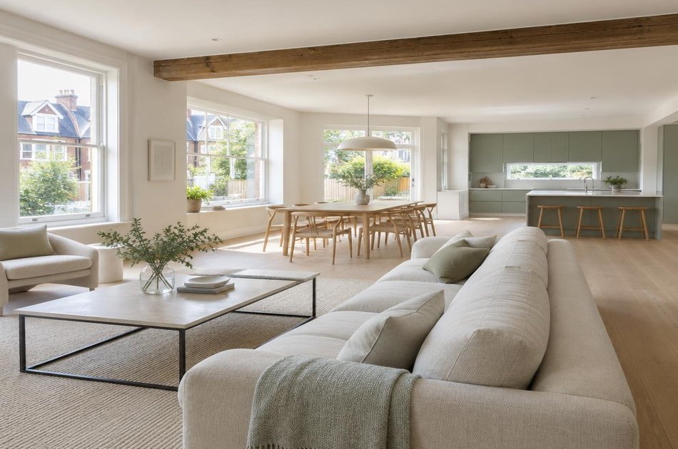 Refurbished modern interior with a retained period feature in Palmers Green
