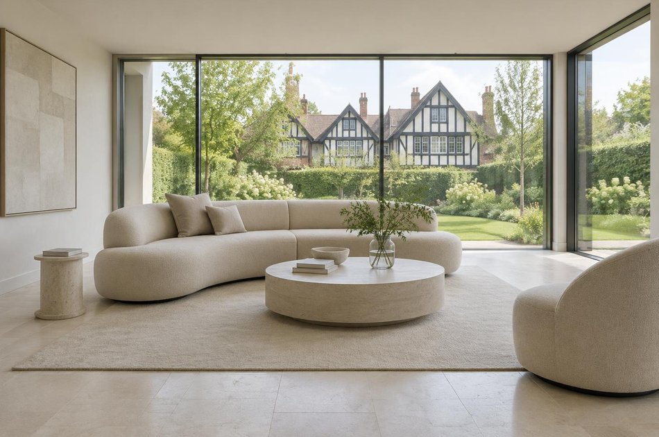 Contemporary living space opening onto a garden in Petts Wood