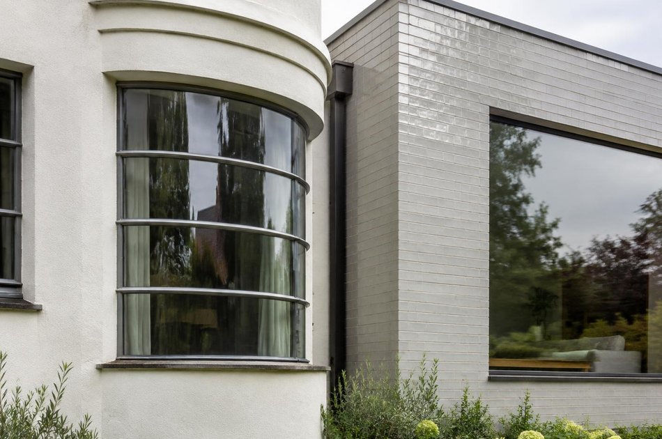 Period facade beside a new contemporary extension in Pinner