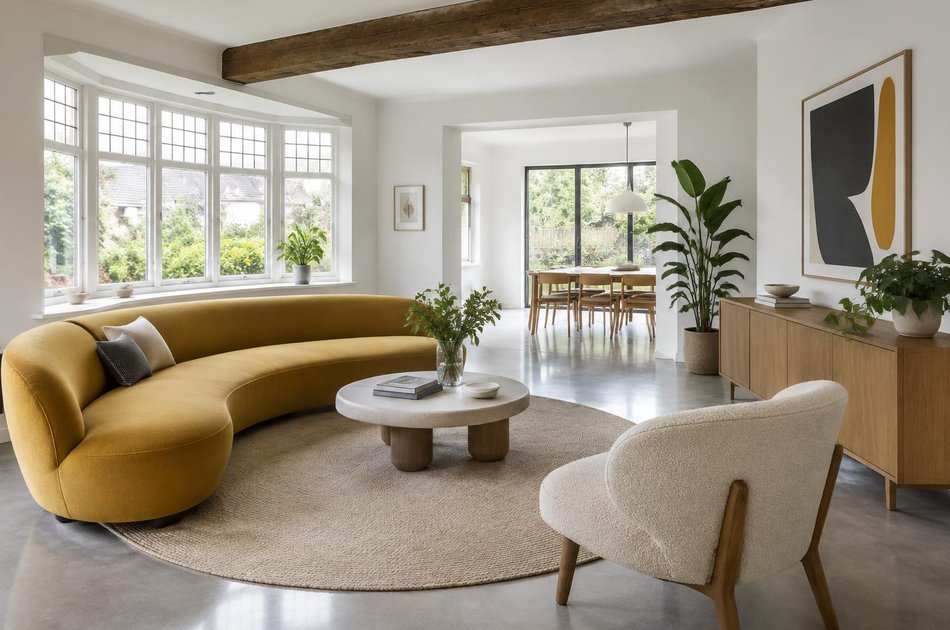 Refurbished modern interior with a retained period feature in Purley