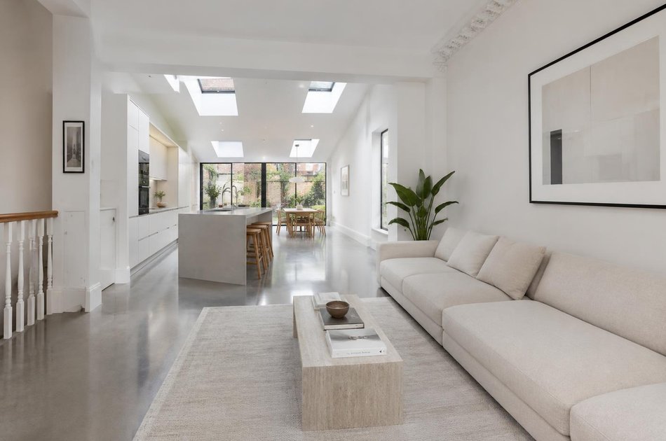 Refurbished modern interior with a retained period feature in Queens Park