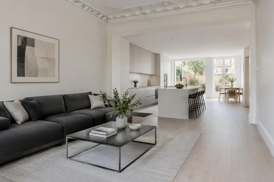 Refurbished modern interior with a retained period feature in Romford