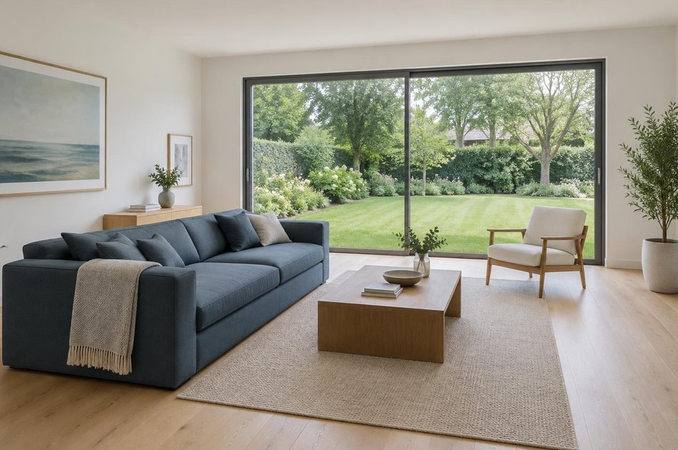 Contemporary living space opening onto a garden in Sanderstead