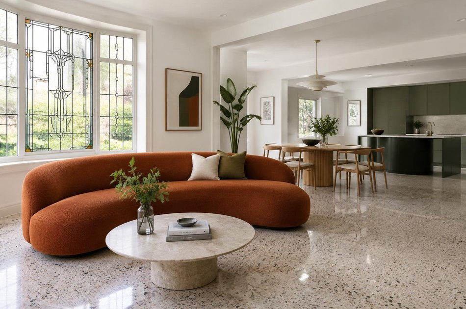 Refurbished modern interior with a retained period feature in Sanderstead