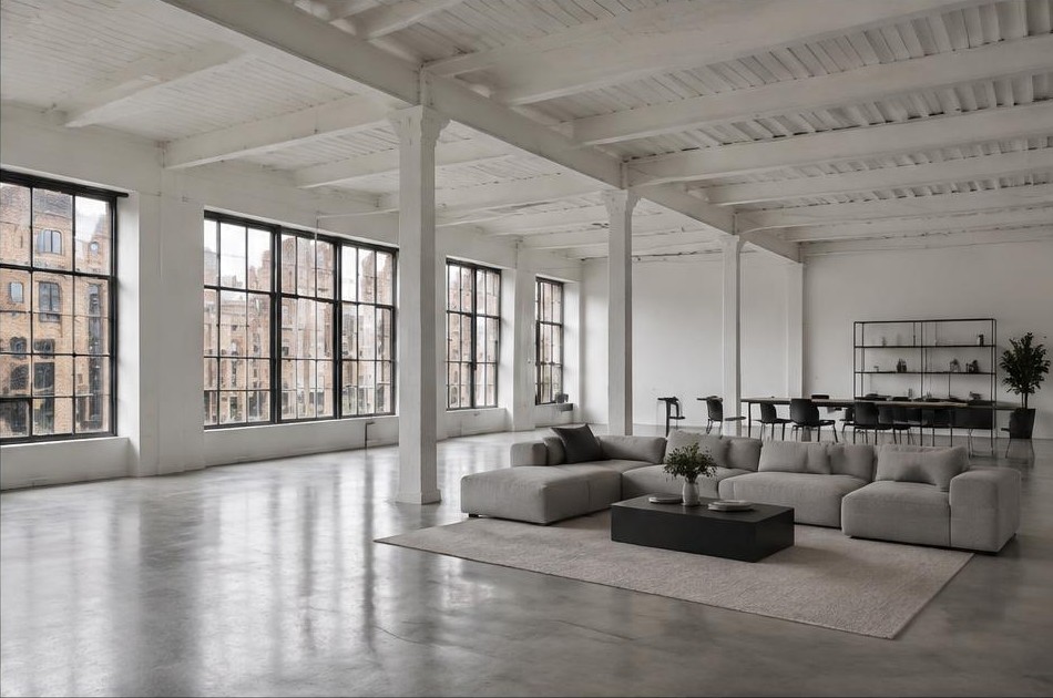 Contemporary refurbished living room with local garden views in Shoreditch