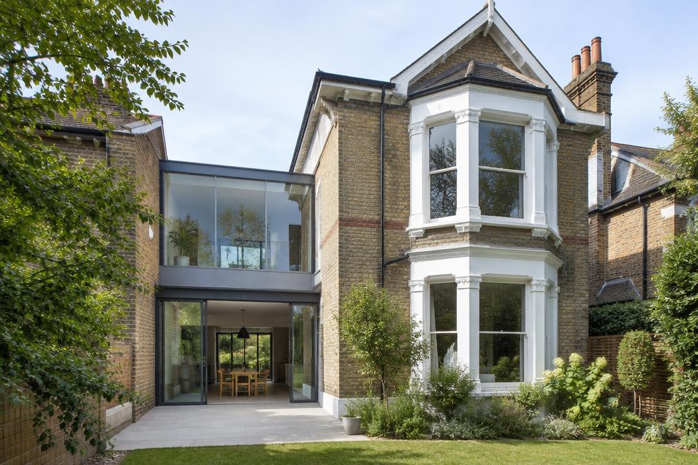 Victorian villa with a modern glazed link extension in Snaresbrook