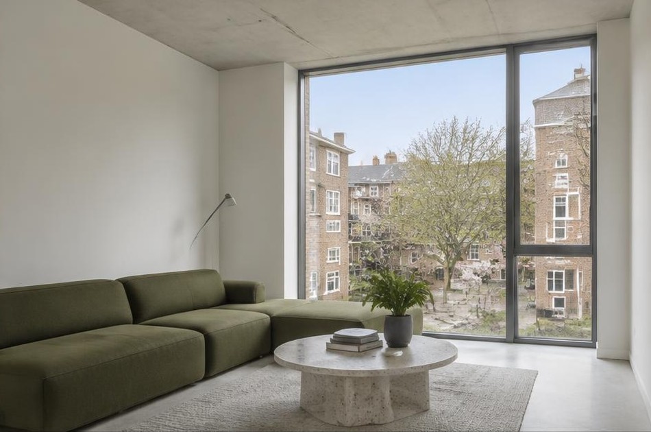 Minimalist living space with local views in Somers Town