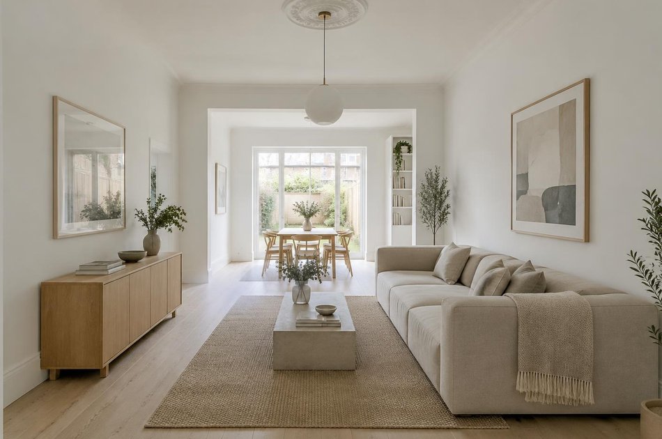 Refurbished modern interior with a retained period feature in South Norwood