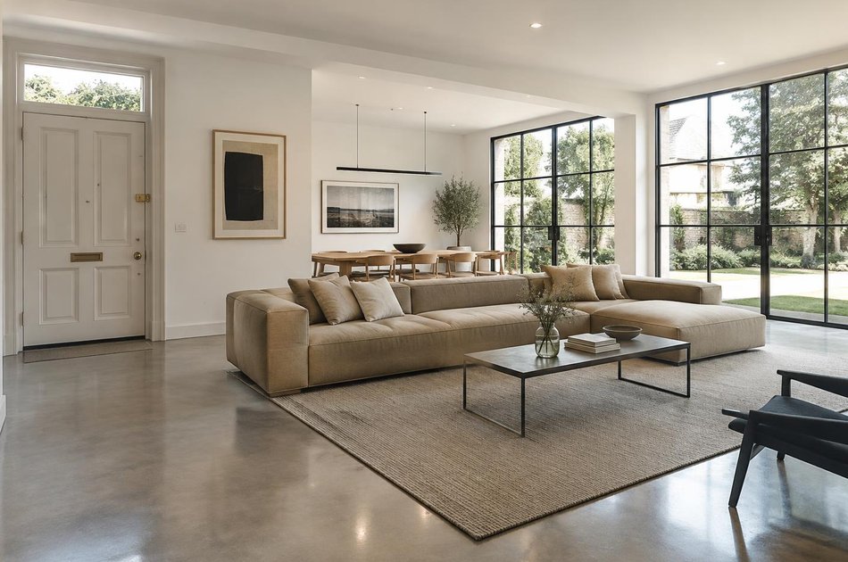 Refurbished modern interior with a retained period feature in Stanmore