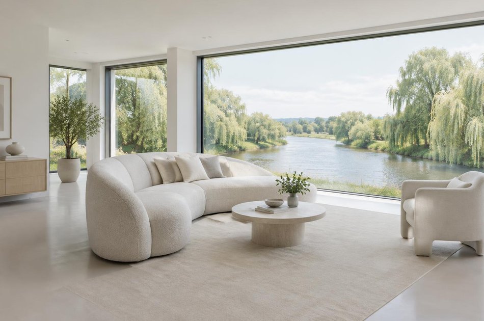 Contemporary living space opening onto a garden in Strand on the Green