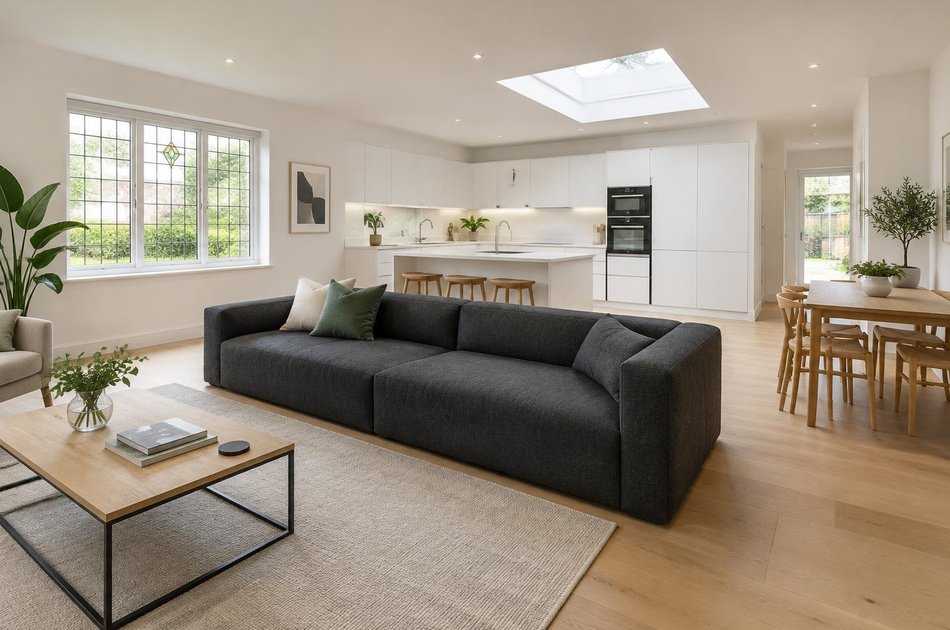 Refurbished modern interior with a retained period feature in Sudbury
