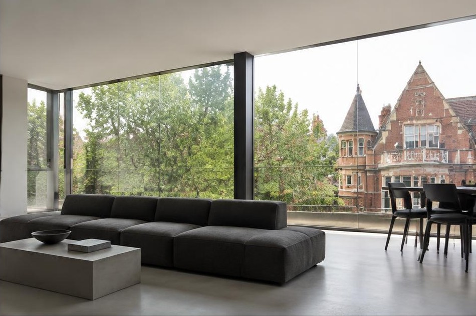 Minimalist living space with local views in Swiss Cottage