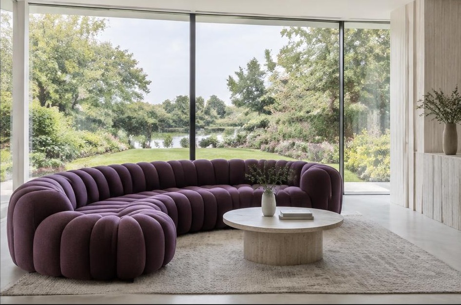 Minimalist garden living space with broad glazing in Teddington