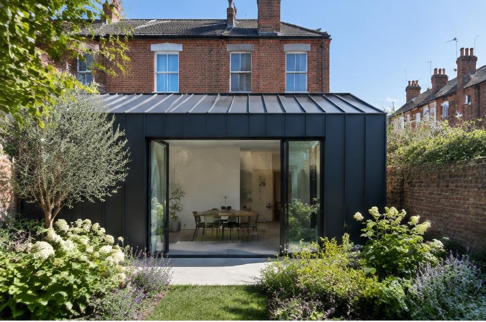Contemporary glazed garden extension behind a period home in Tooting