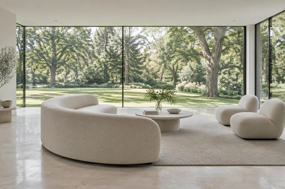 Contemporary living space opening onto a garden in Totteridge
