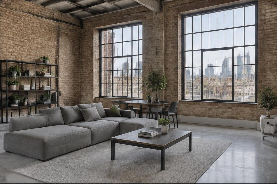 Contemporary refurbished living room with local garden views in Tower Hamlets
