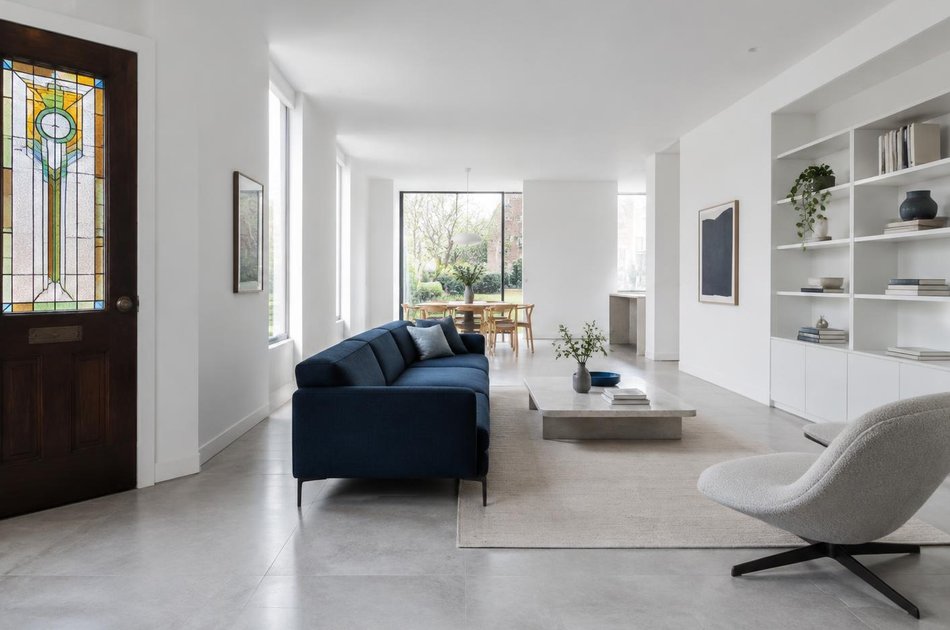 Refurbished modern interior with a retained period feature in Upminster
