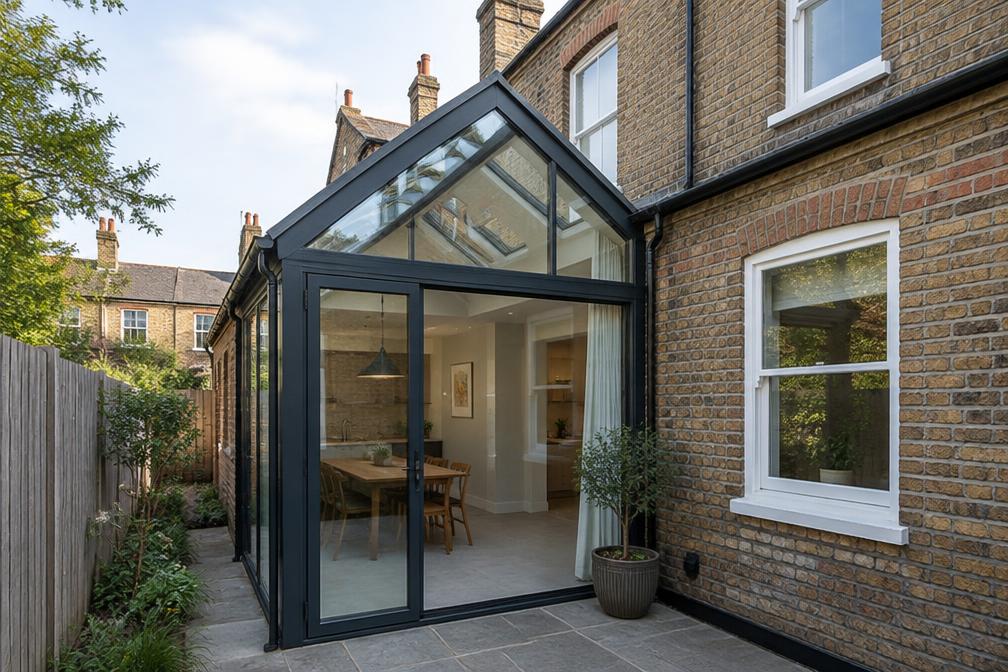 Side-return extension with a pitched glass roof in Walthamstow