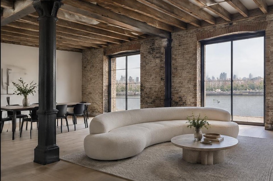 Contemporary refurbished living room with local garden views in Wapping