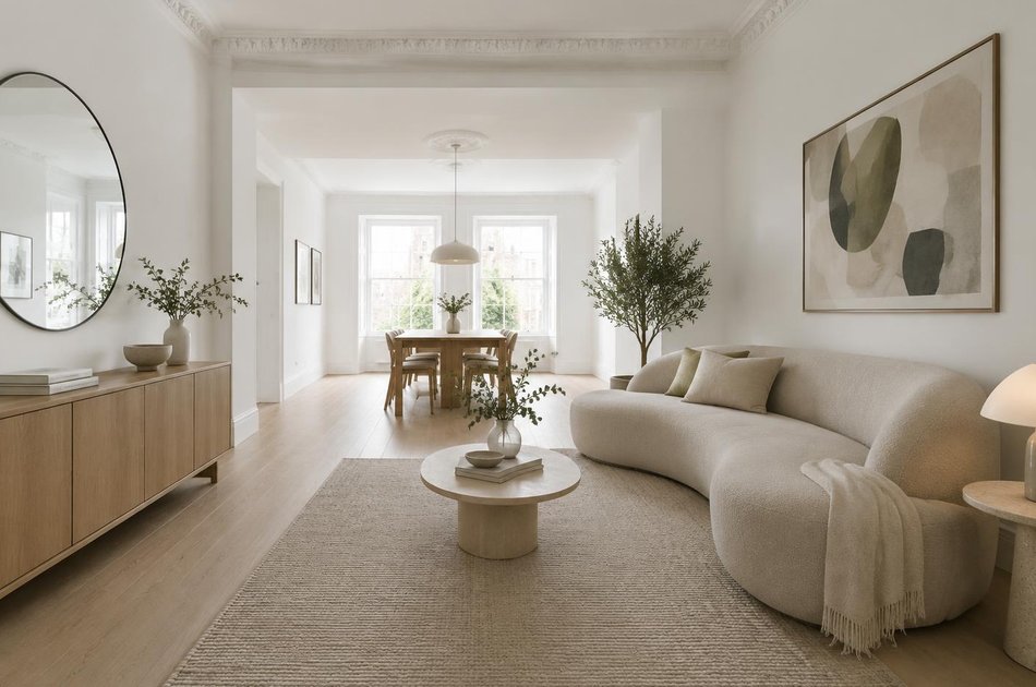 Refurbished modern interior with a retained period feature in Wealdstone