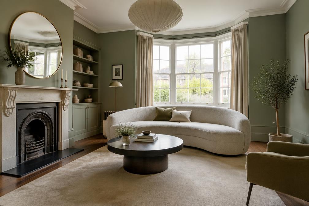 Refurbished through-lounge with knocked-through opening and steel beam painted white
