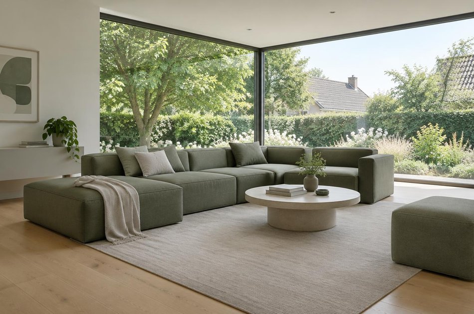 Contemporary living space opening onto a garden in Whetstone