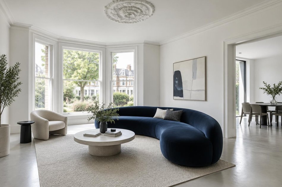 Refurbished modern interior with a retained period feature in Whetstone