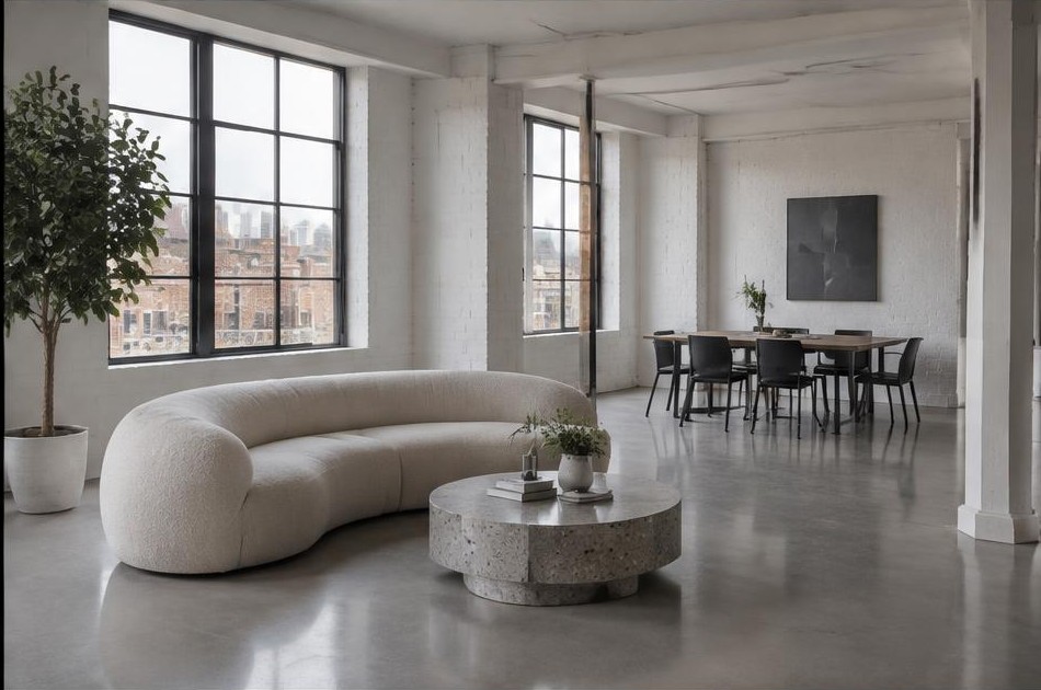 Contemporary refurbished living room with local garden views in Whitechapel