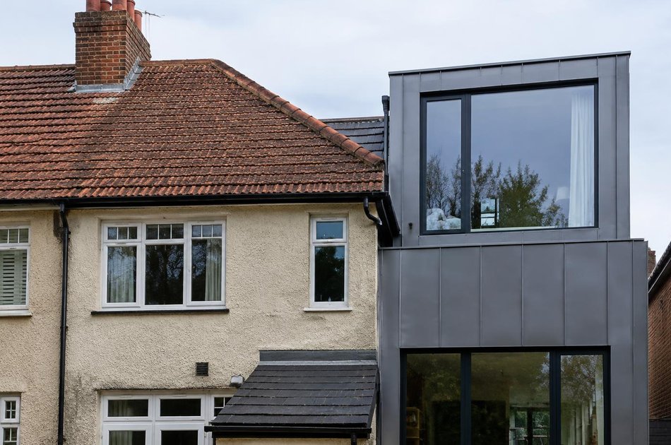 Period facade beside a new contemporary extension in Whitton