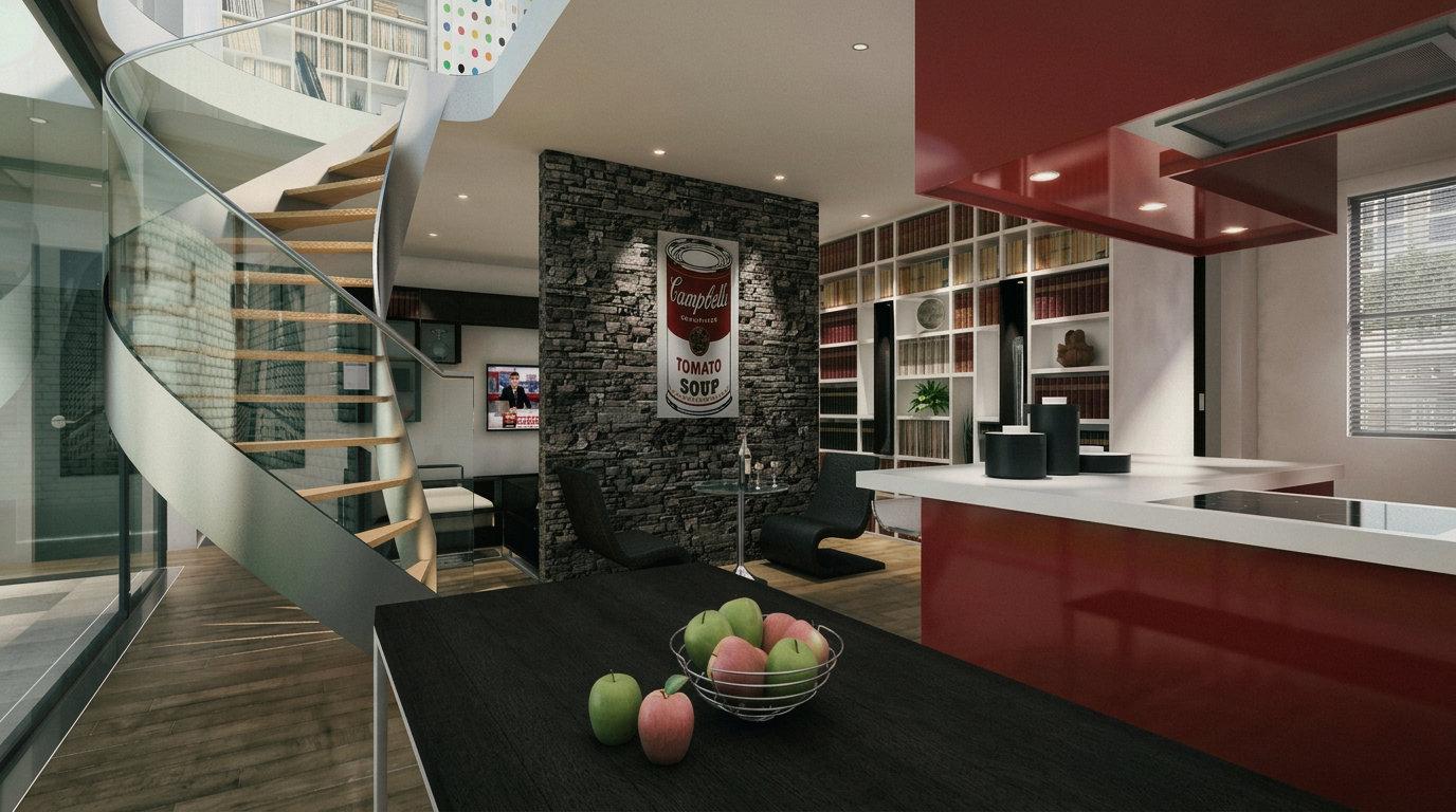 Bespoke kitchen with spiral staircase